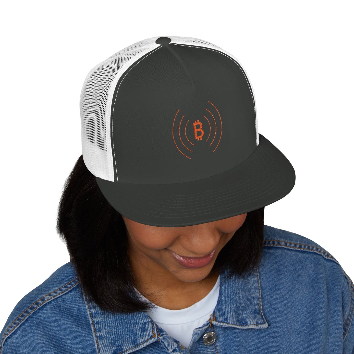 The Bitcoin Broadcast Flat Brim Trucker Hat