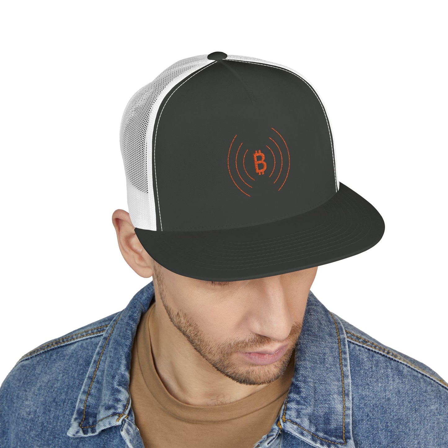 The Bitcoin Broadcast Flat Brim Trucker Hat