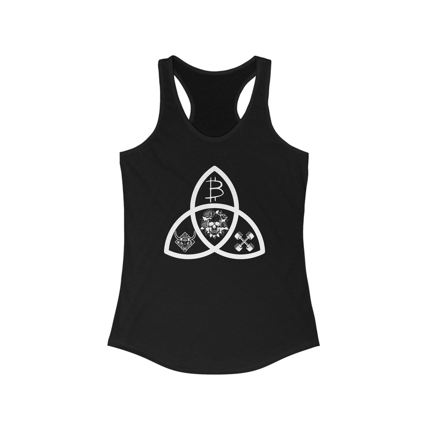 Beef Barbells & Bitcoin Trifecta Women's Racerback Tank