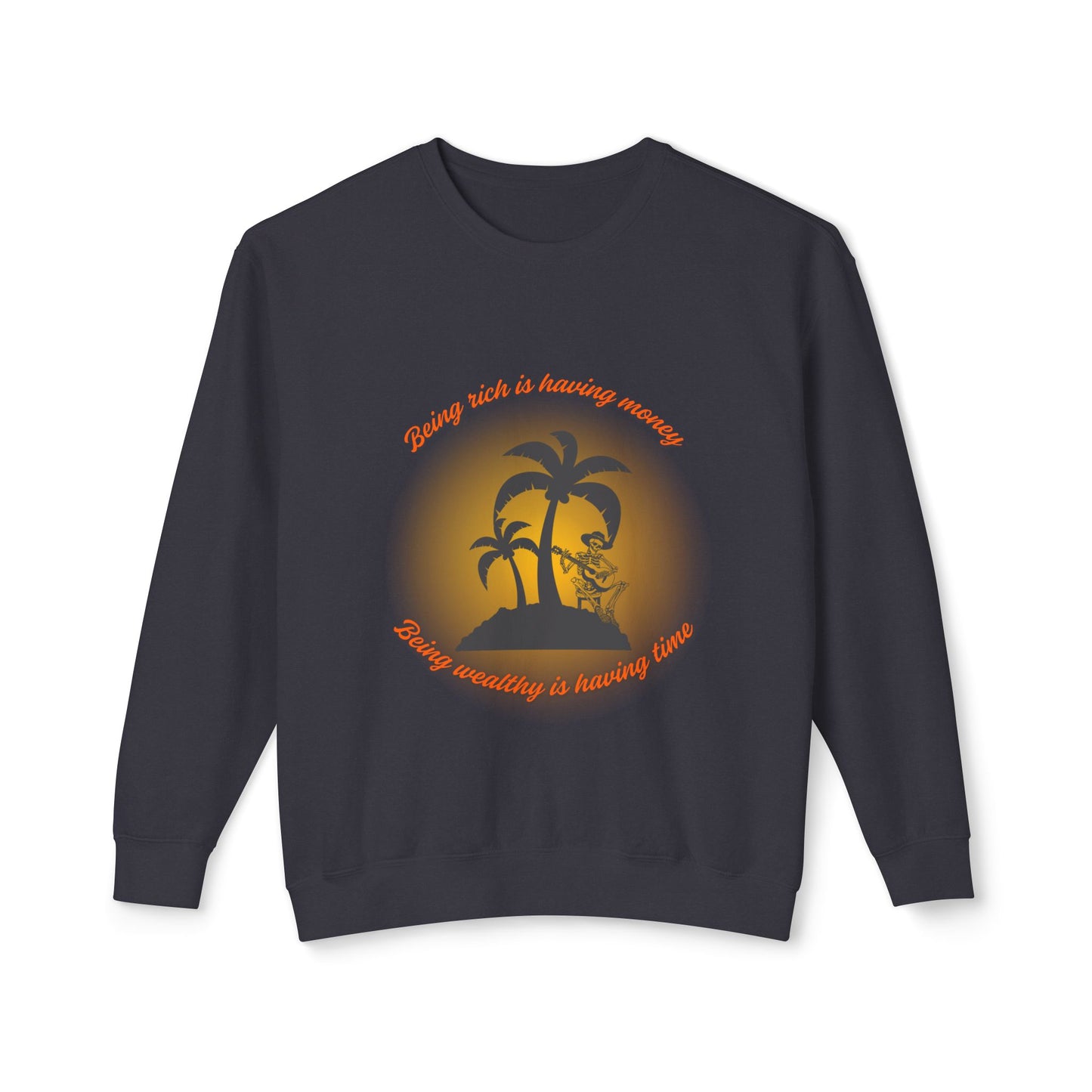 Money Vs Time Sunset Vibes Unisex Lightweight Crewneck Sweatshirt