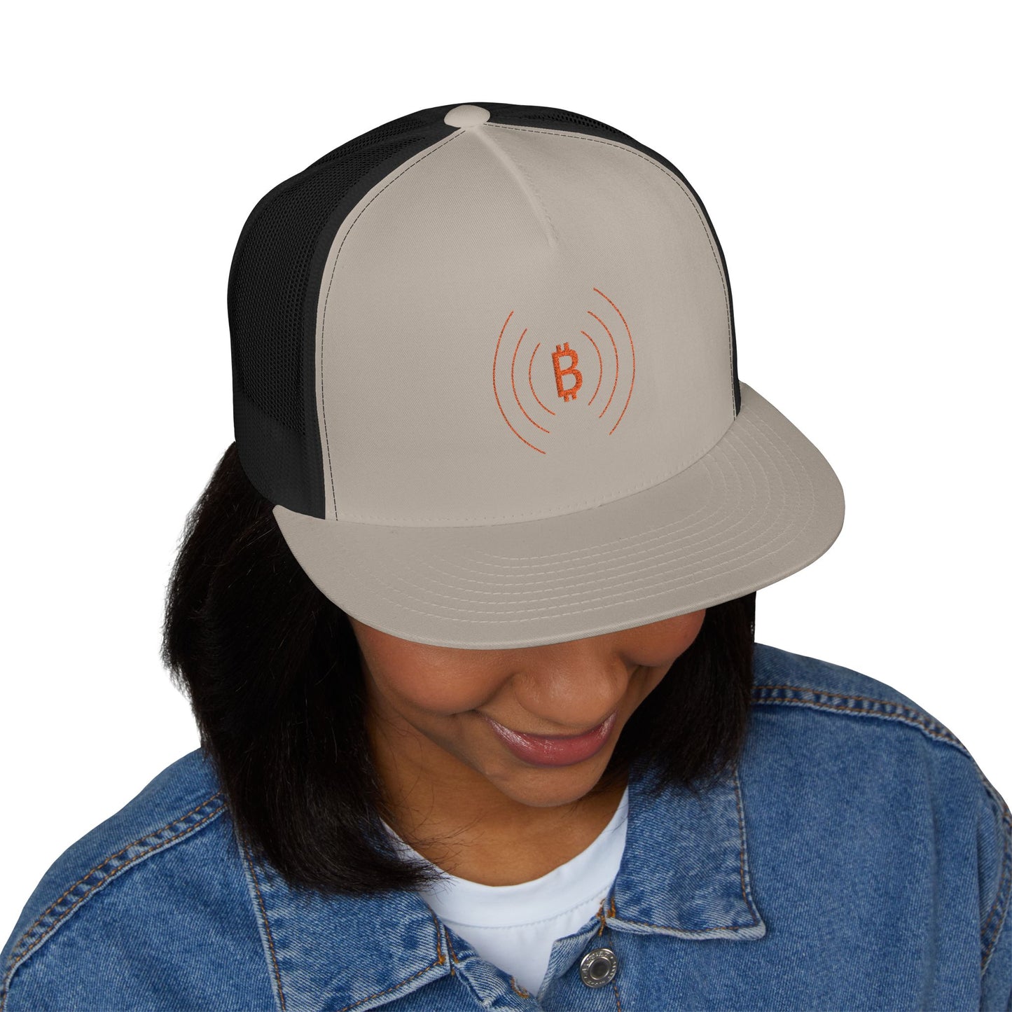 The Bitcoin Broadcast Flat Brim Trucker Hat