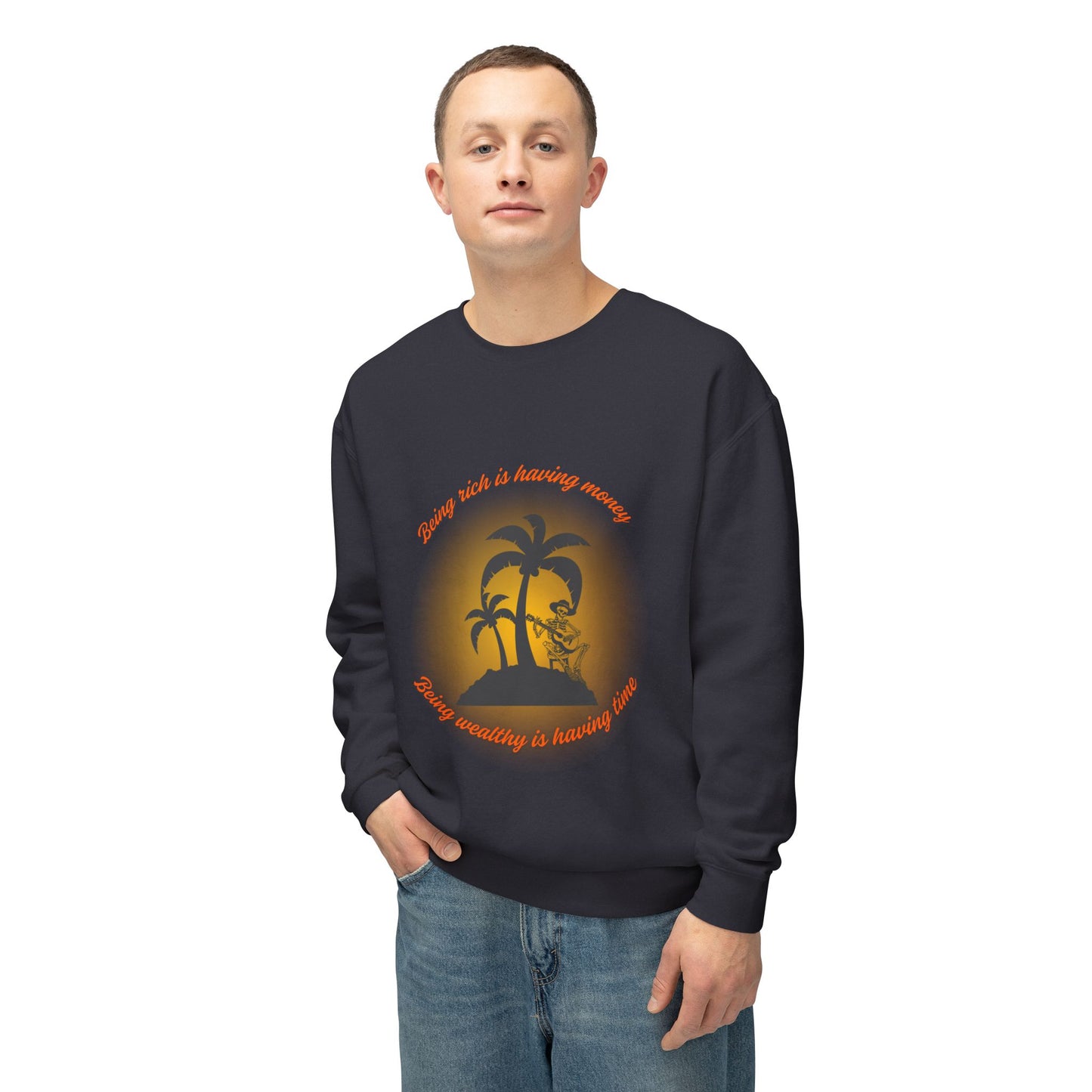 Money Vs Time Sunset Vibes Unisex Lightweight Crewneck Sweatshirt