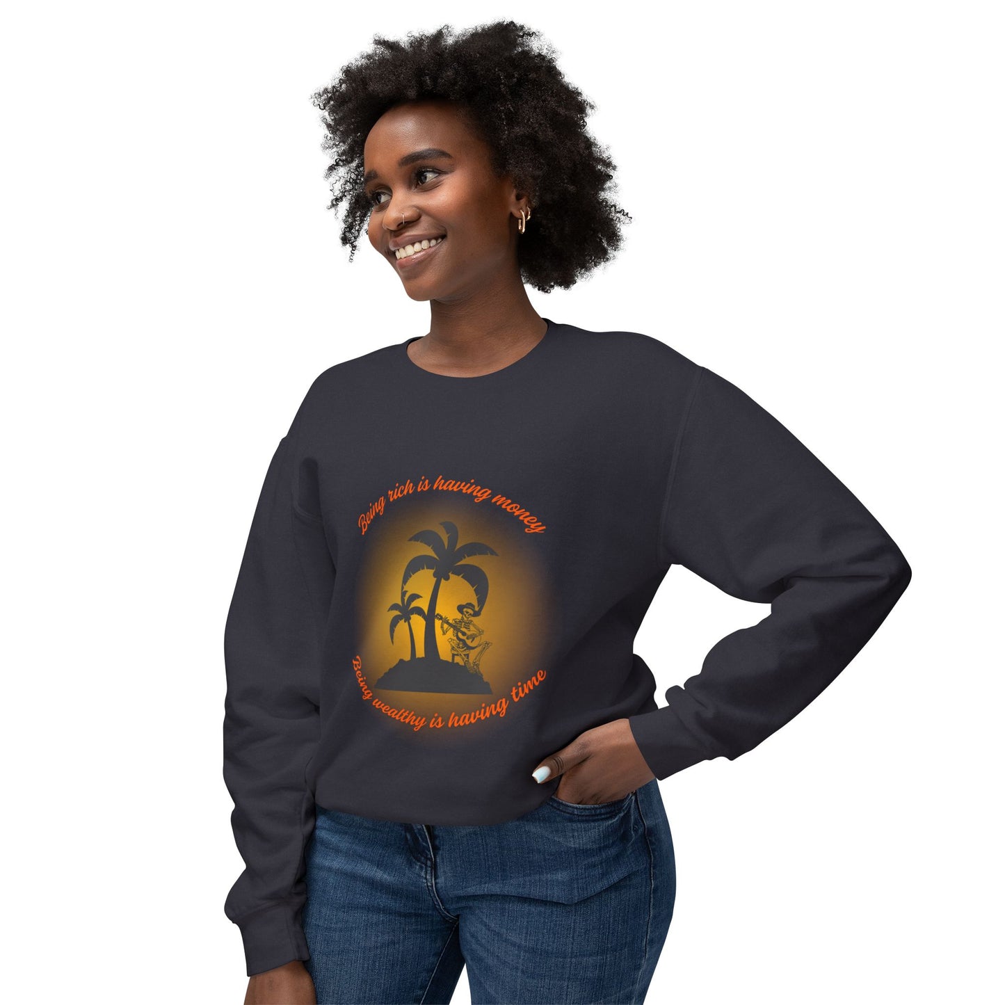 Money Vs Time Sunset Vibes Unisex Lightweight Crewneck Sweatshirt