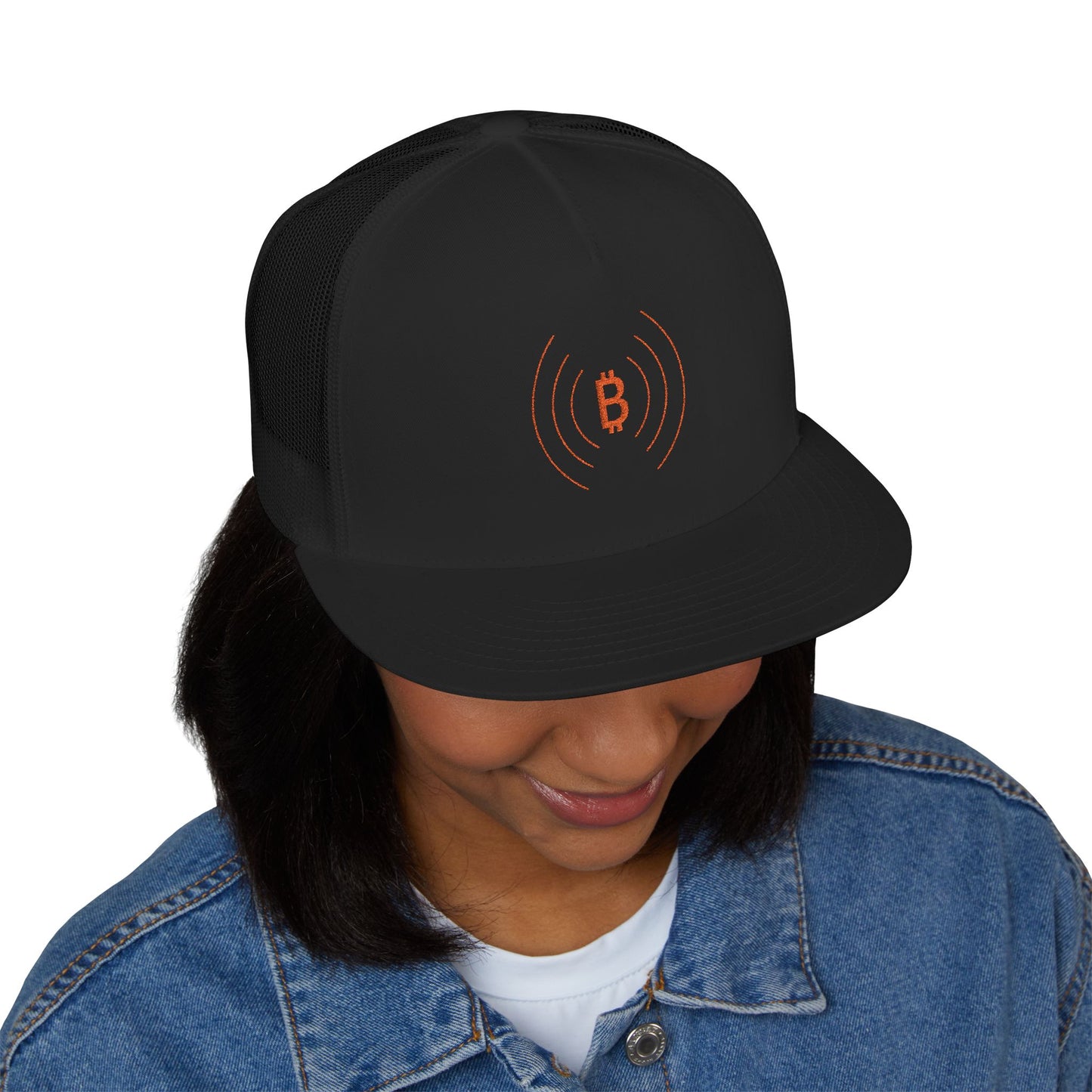 The Bitcoin Broadcast Flat Brim Trucker Hat