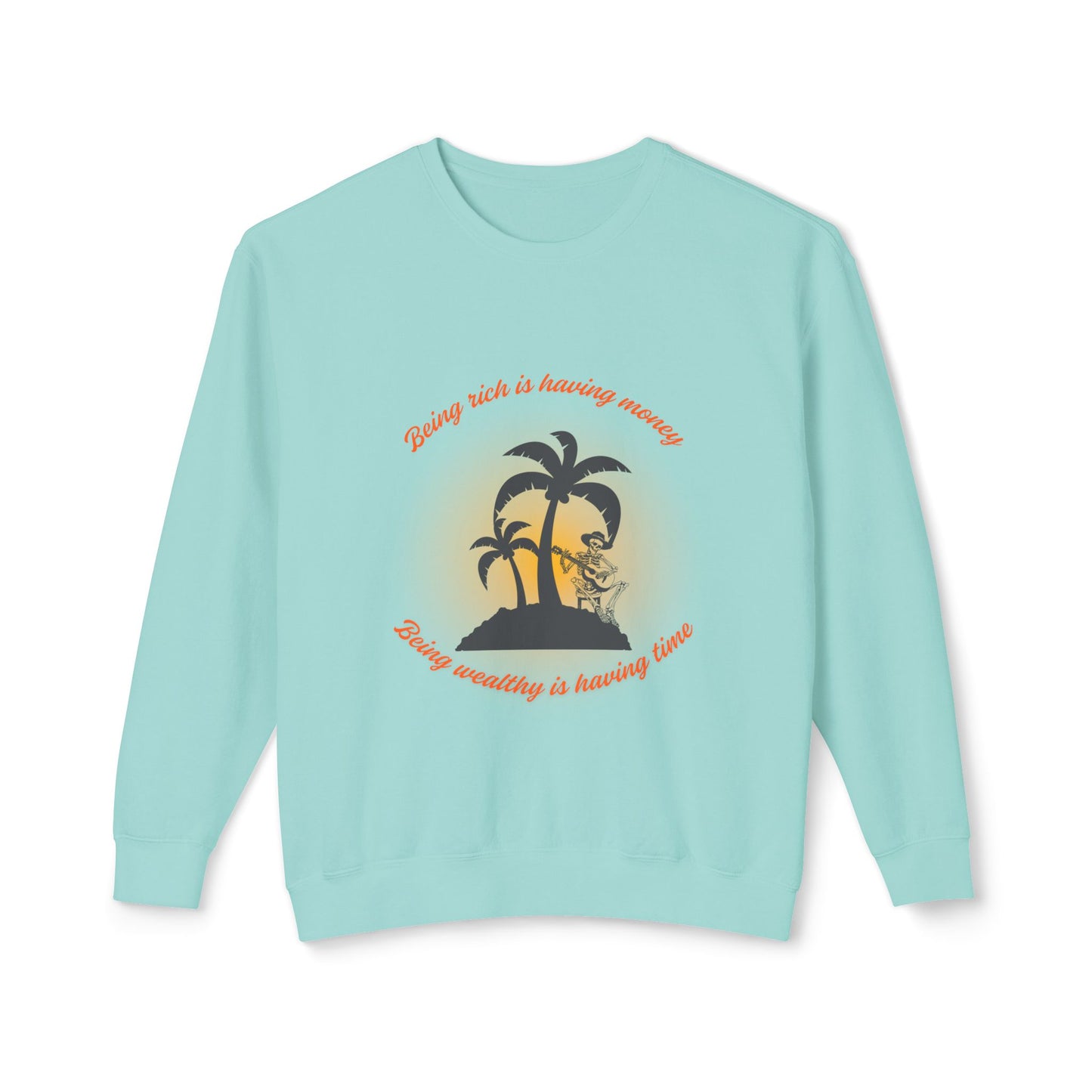 Money Vs Time Sunset Vibes Unisex Lightweight Crewneck Sweatshirt