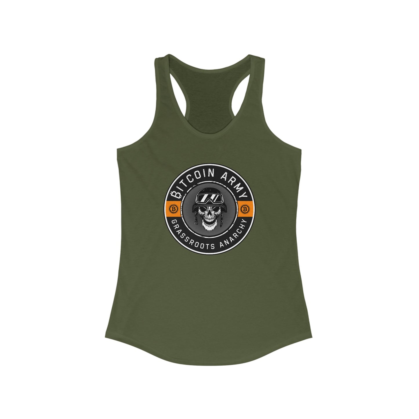 Bitcoin Army Grassroots Anarchy Women's Racerback Tank