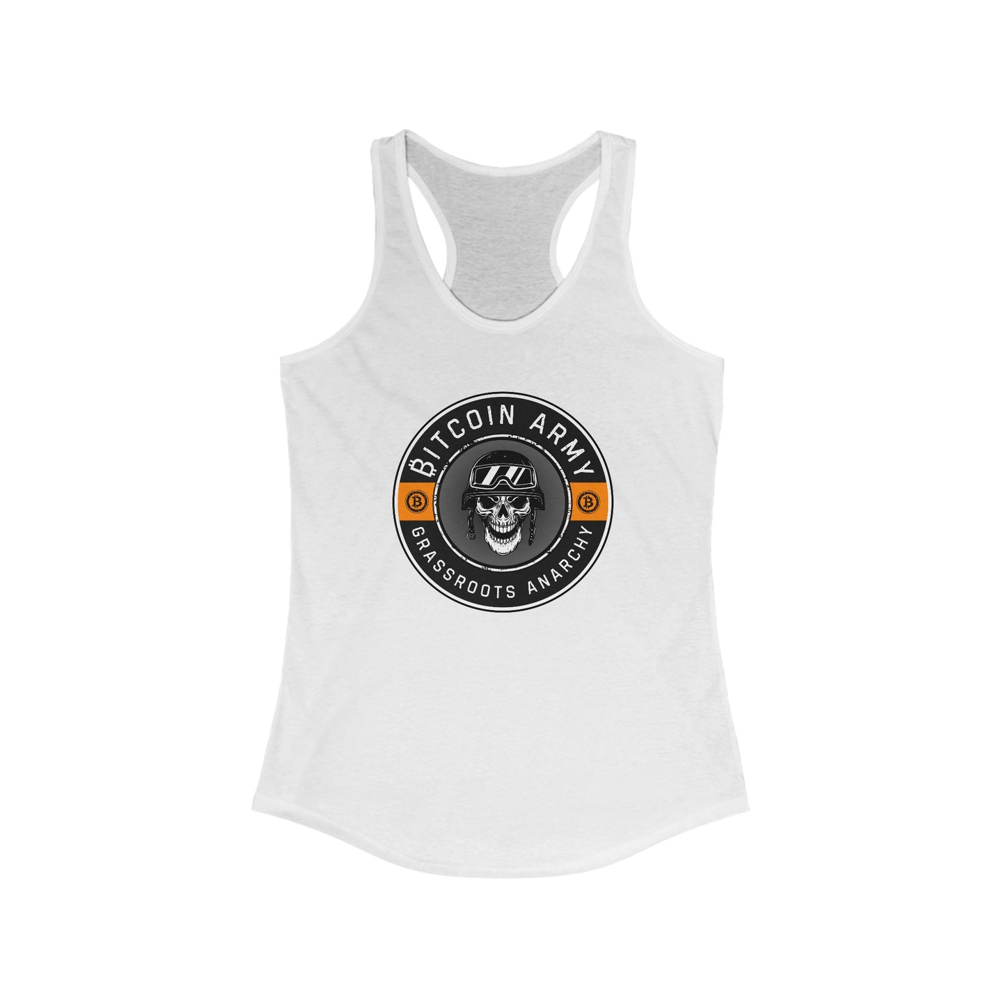 Bitcoin Army Grassroots Anarchy Women's Racerback Tank