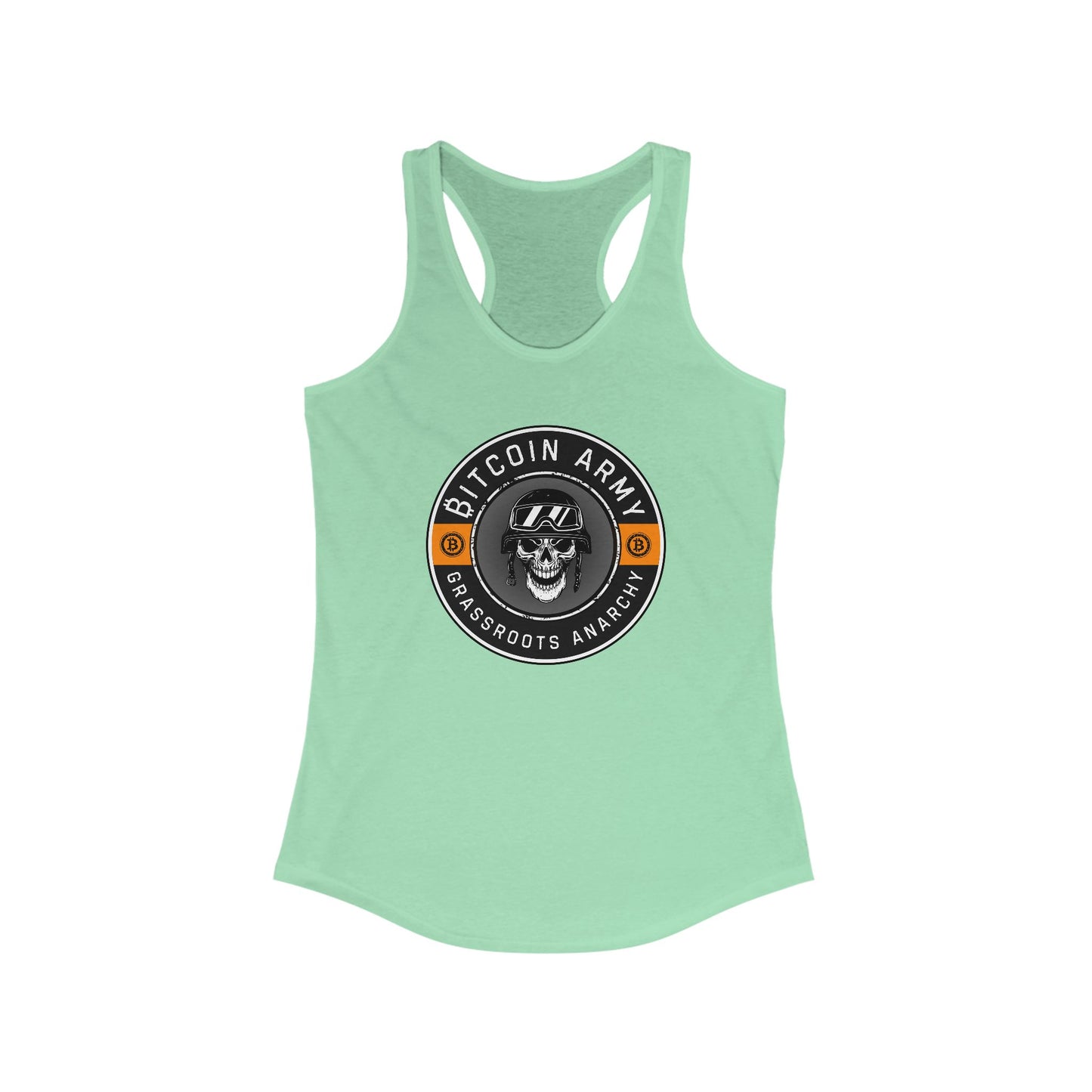 Bitcoin Army Grassroots Anarchy Women's Racerback Tank