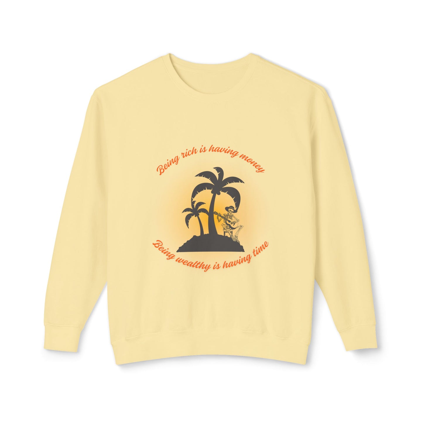 Money Vs Time Sunset Vibes Unisex Lightweight Crewneck Sweatshirt