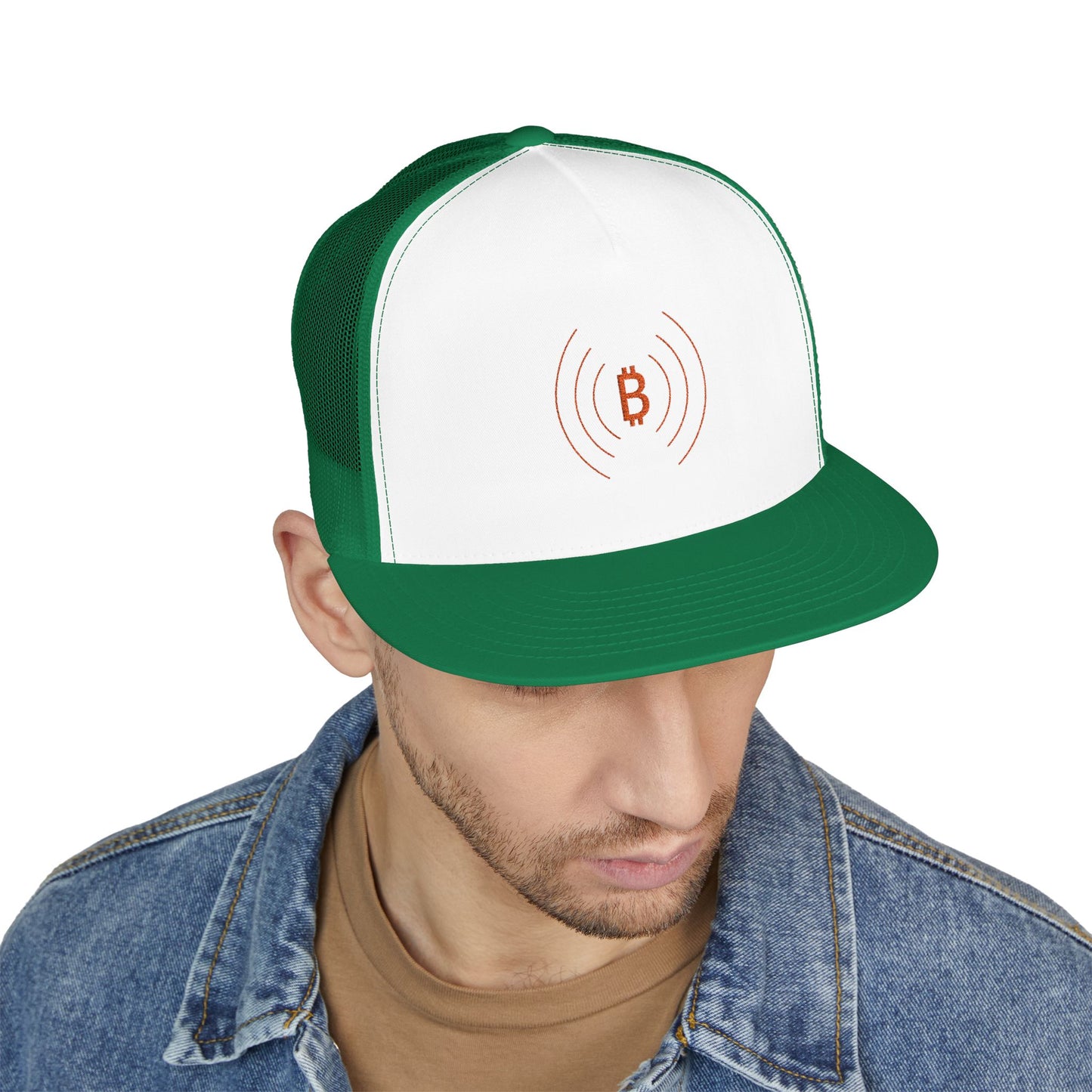 The Bitcoin Broadcast Flat Brim Trucker Hat