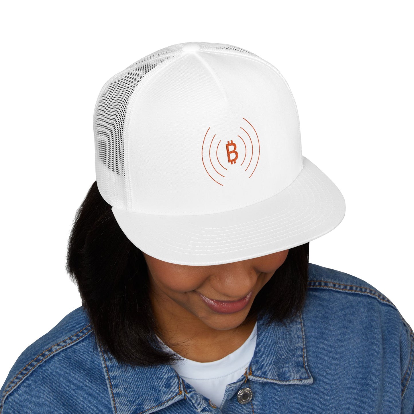 The Bitcoin Broadcast Flat Brim Trucker Hat