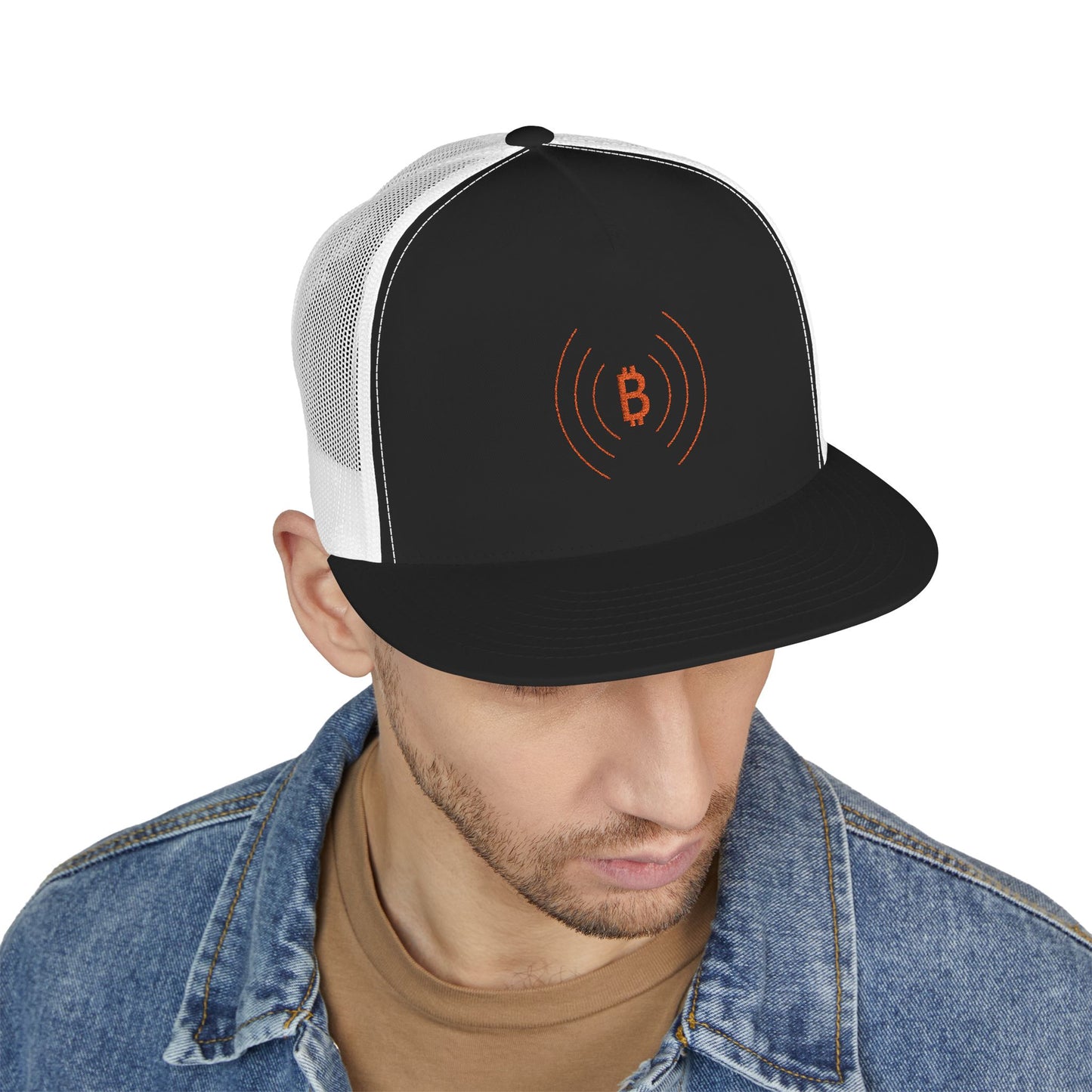 The Bitcoin Broadcast Flat Brim Trucker Hat