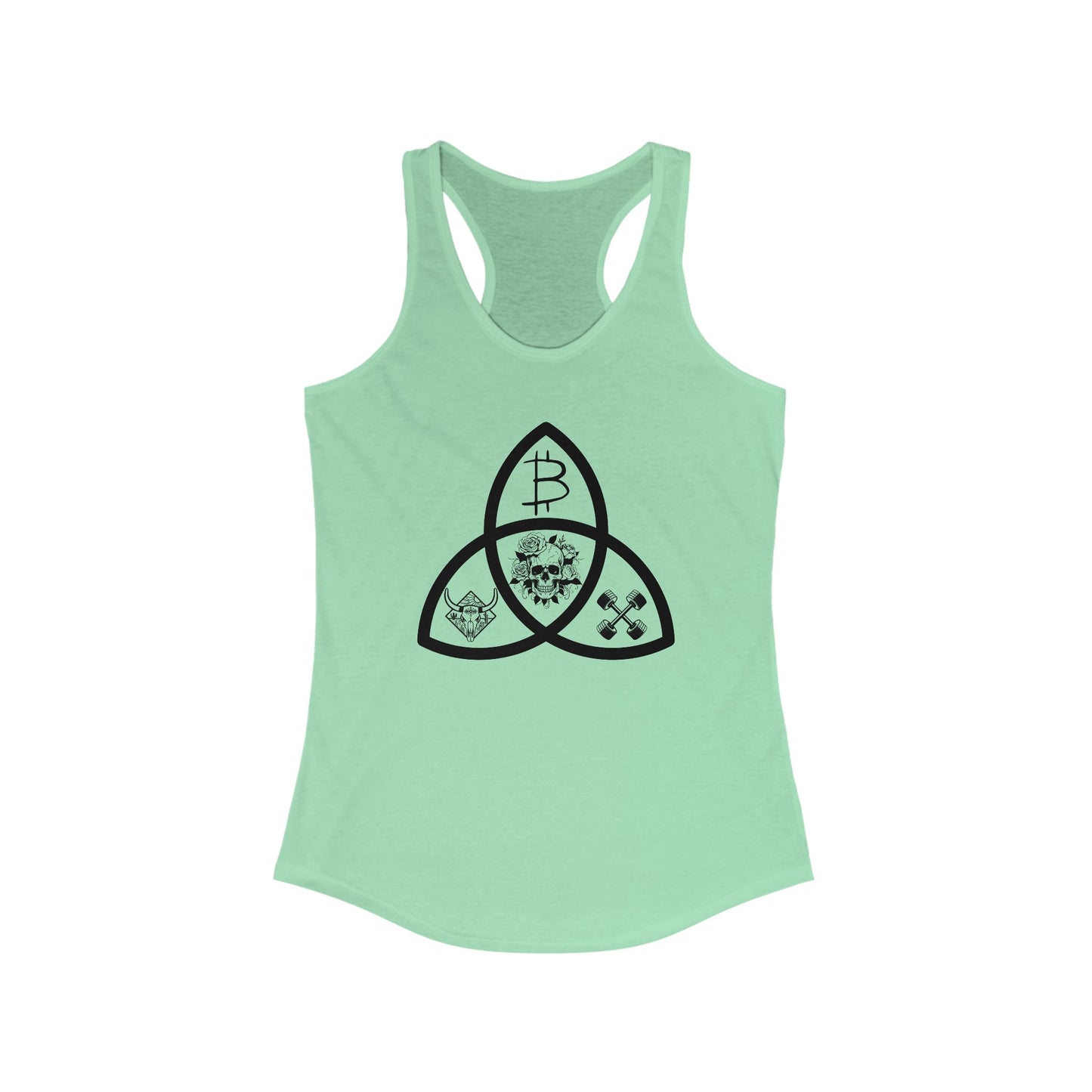 Beef Barbells & Bitcoin Trifecta Women's Racerback Tank