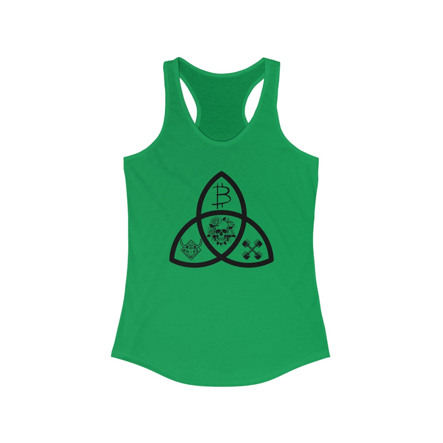 Beef Barbells & Bitcoin Trifecta Women's Racerback Tank