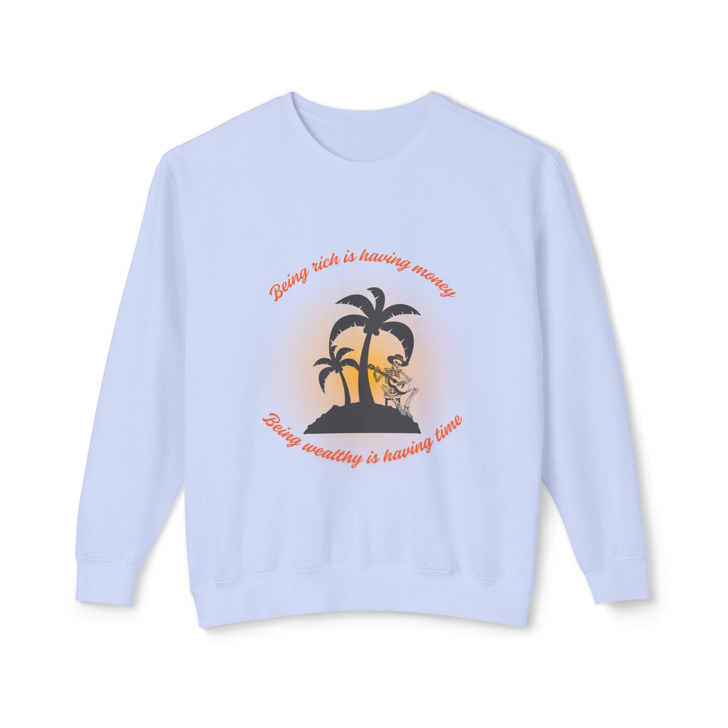 Money Vs Time Sunset Vibes Unisex Lightweight Crewneck Sweatshirt