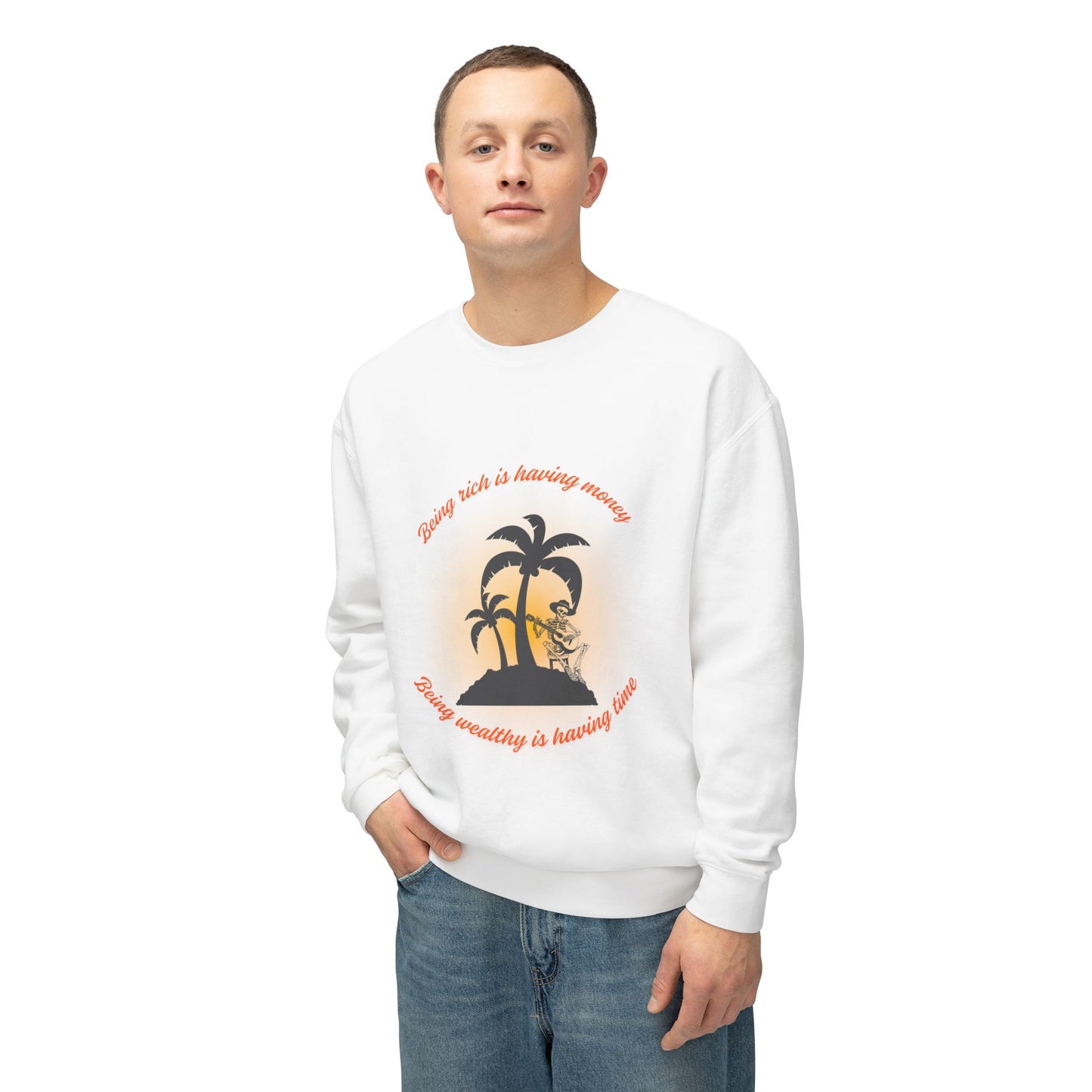 Money Vs Time Sunset Vibes Unisex Lightweight Crewneck Sweatshirt