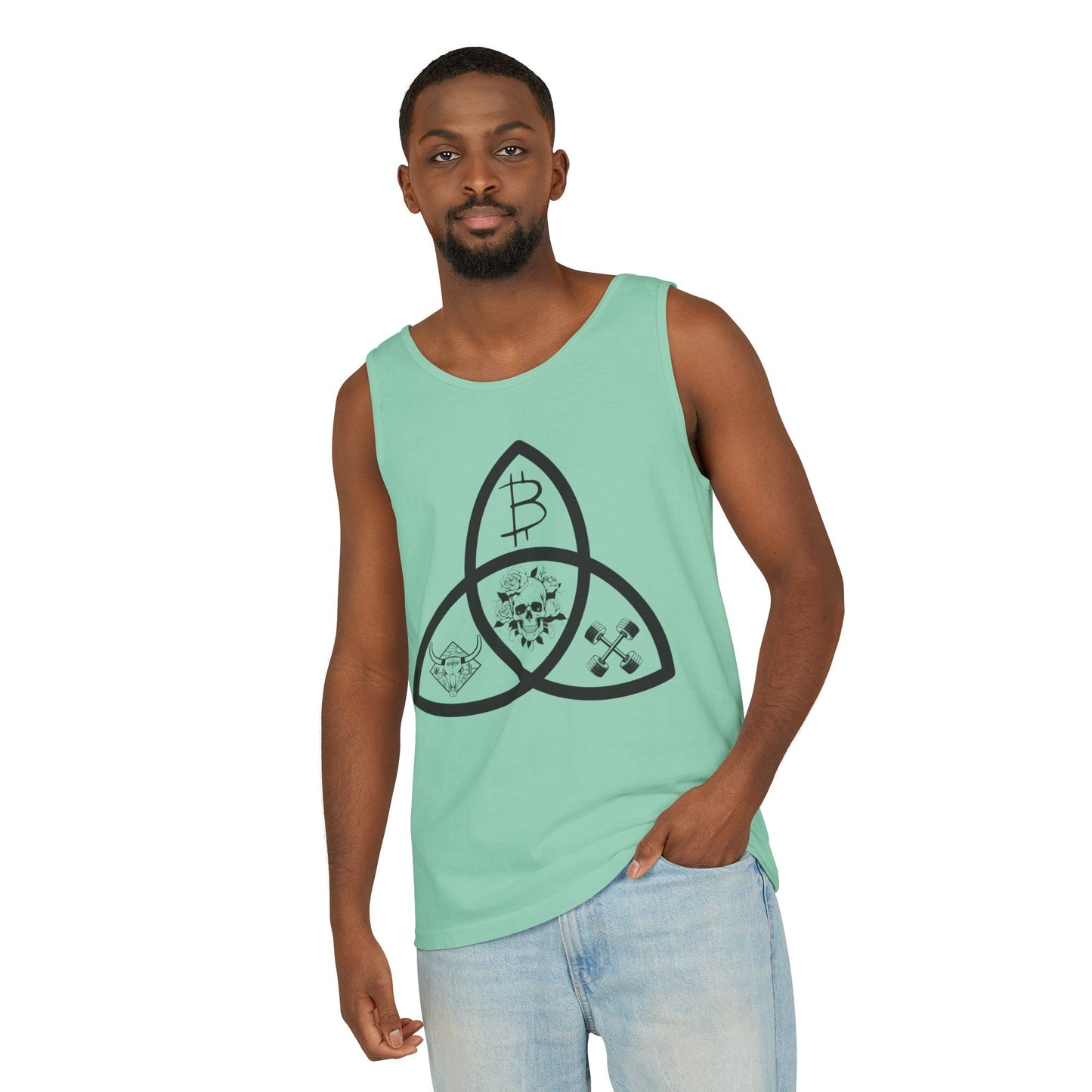 Beef Barbells & Bitcoin Trifecta Trendy Unisex Tank Top