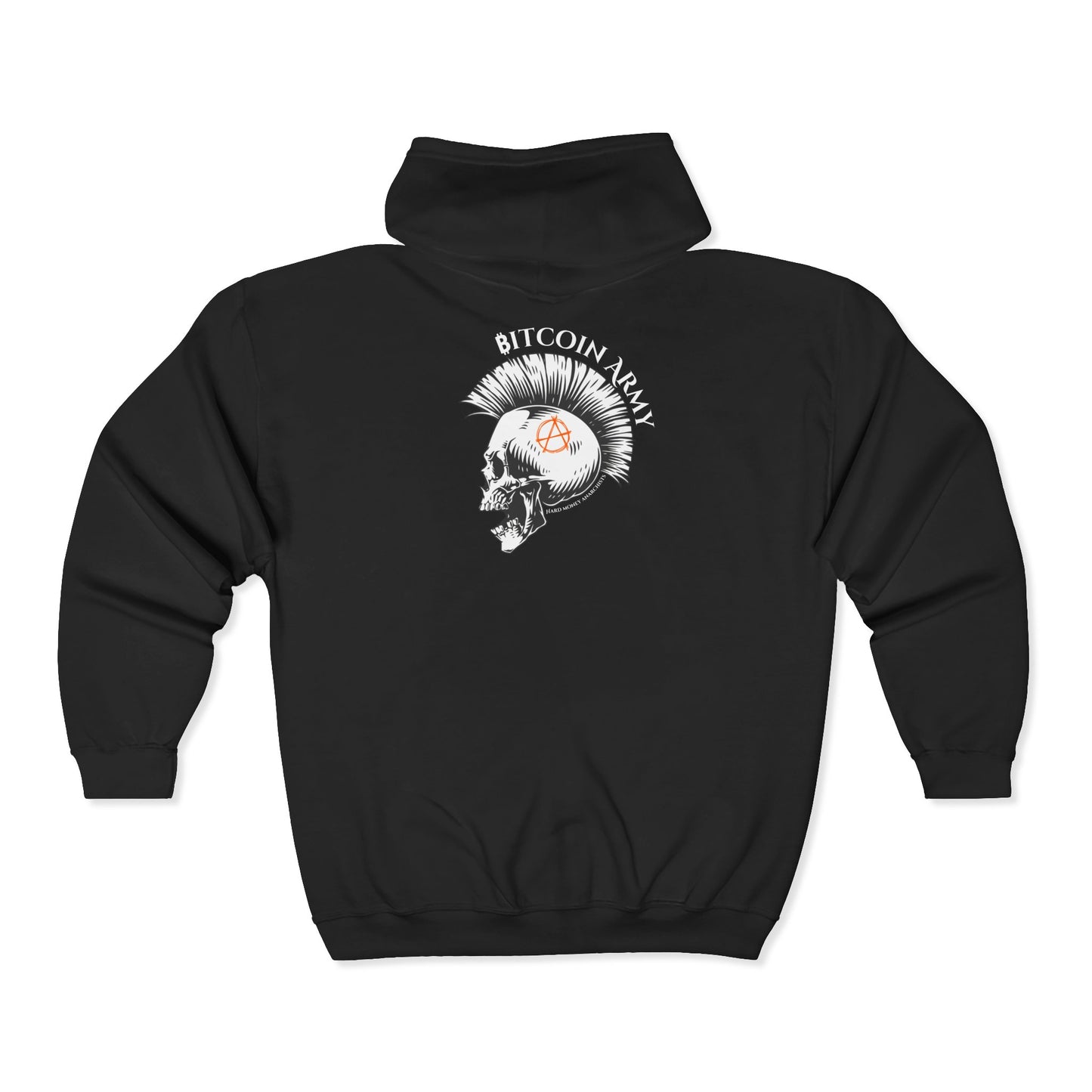 SATS Symbol Bitcoin Army Hard Money Anarchists Zip Up Hoodie