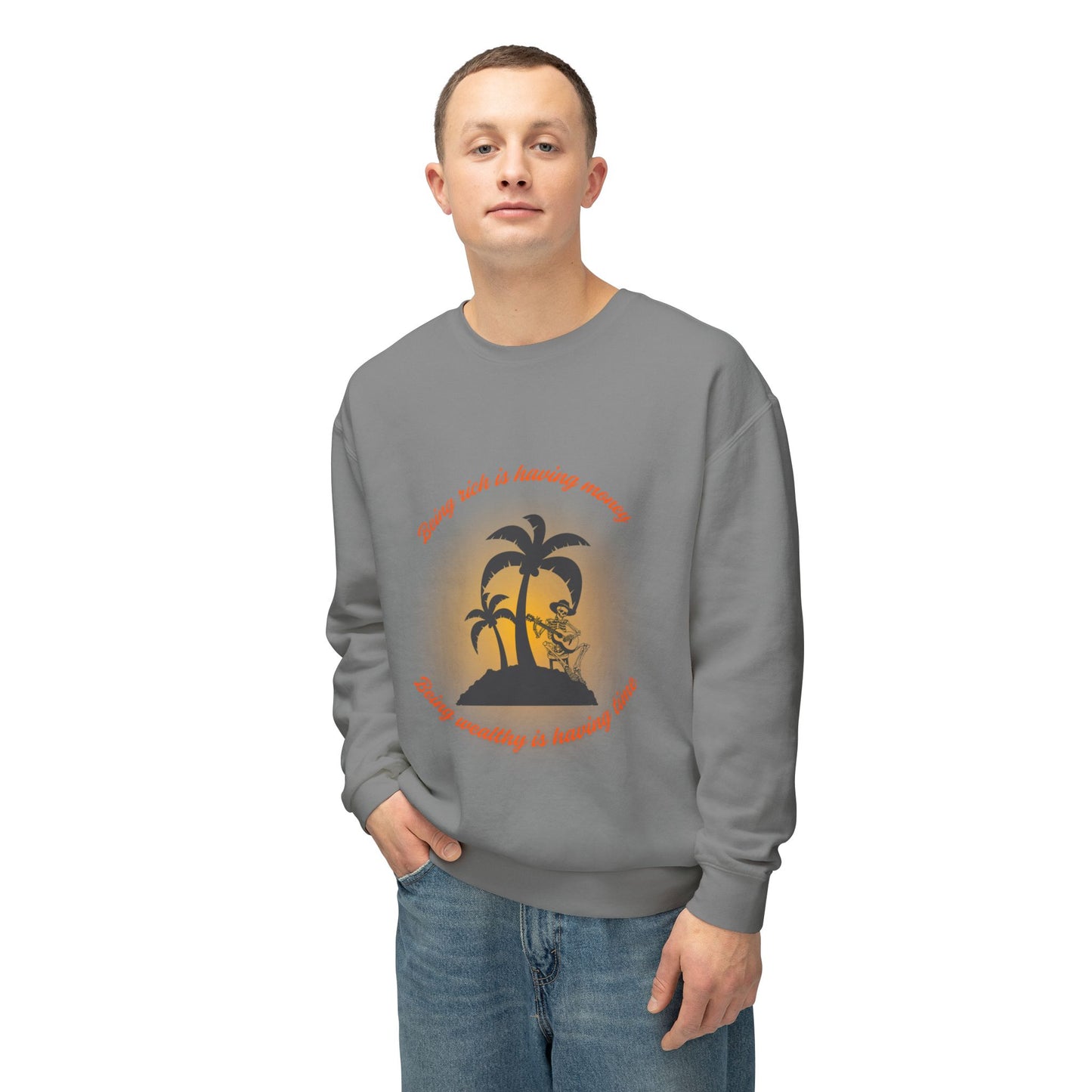 Money Vs Time Sunset Vibes Unisex Lightweight Crewneck Sweatshirt