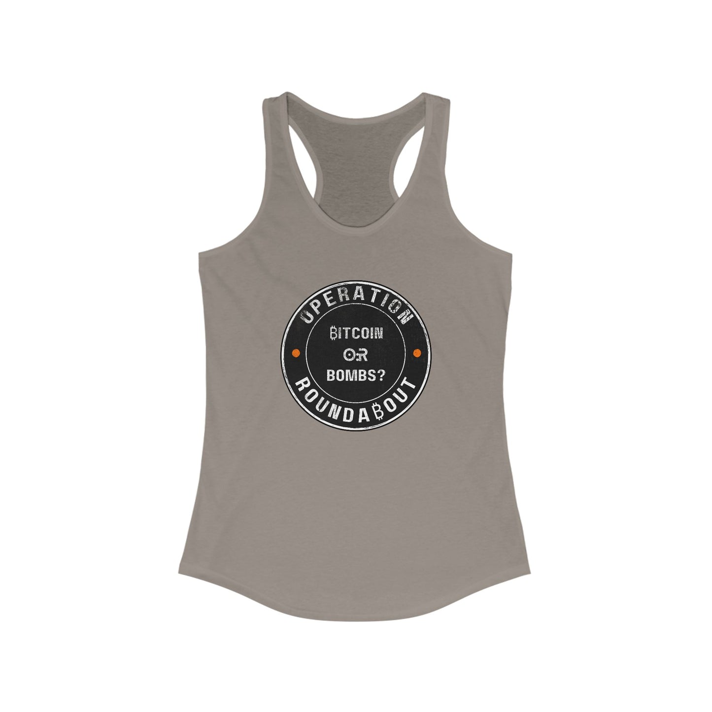 Bitcoin Or Bombs Operation Roundabout Women's Racerback Tank