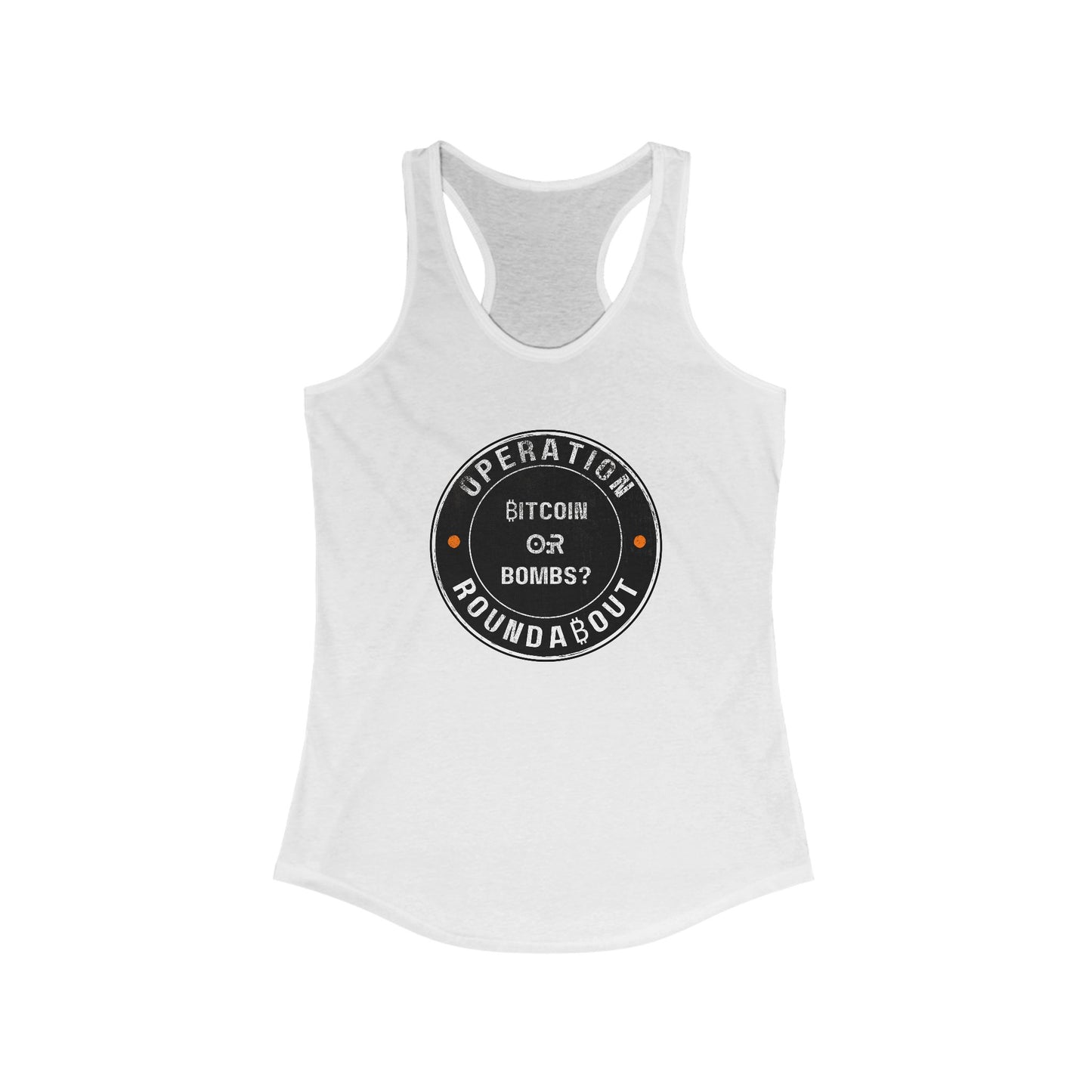 Bitcoin Or Bombs Operation Roundabout Women's Racerback Tank