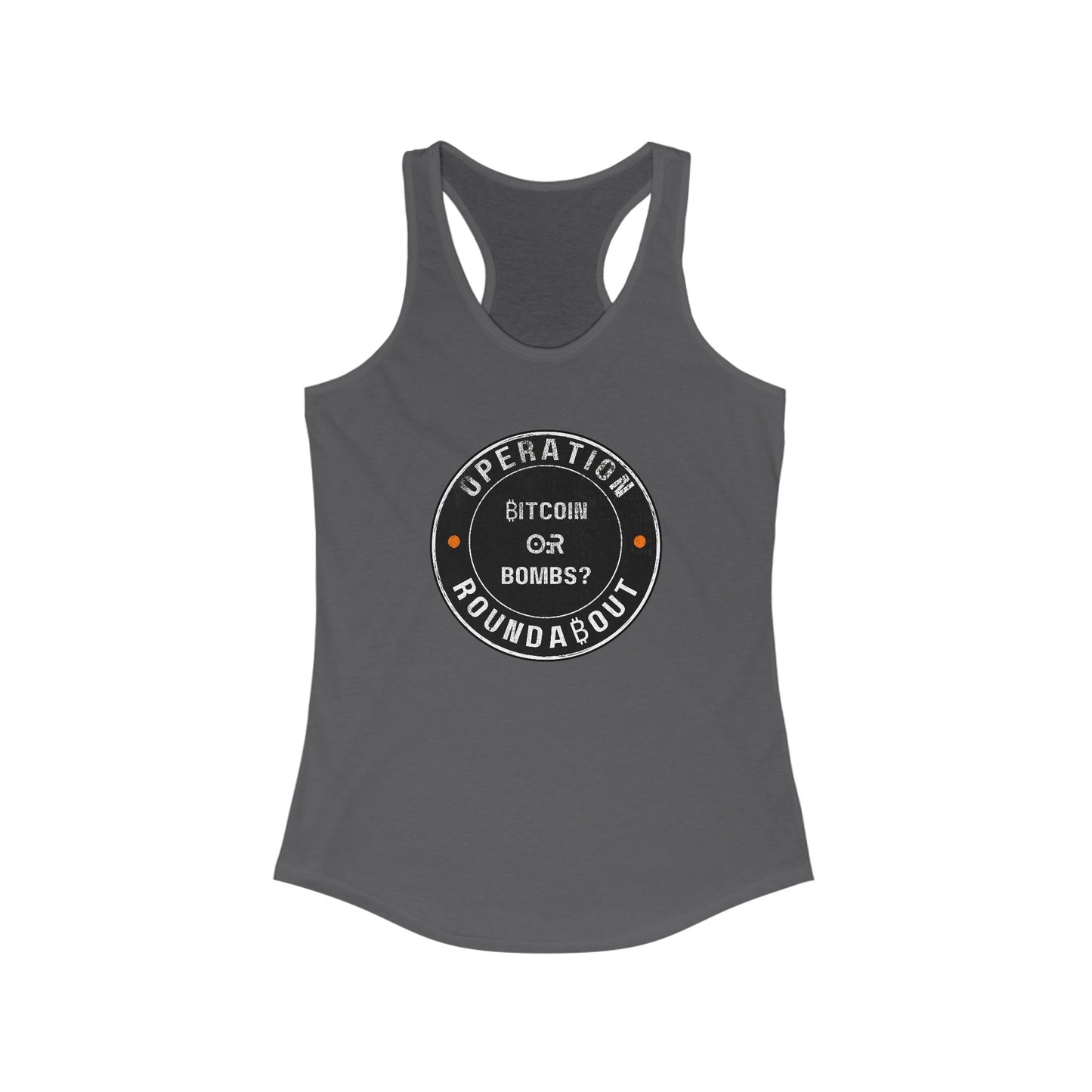 Bitcoin Or Bombs Operation Roundabout Women's Racerback Tank