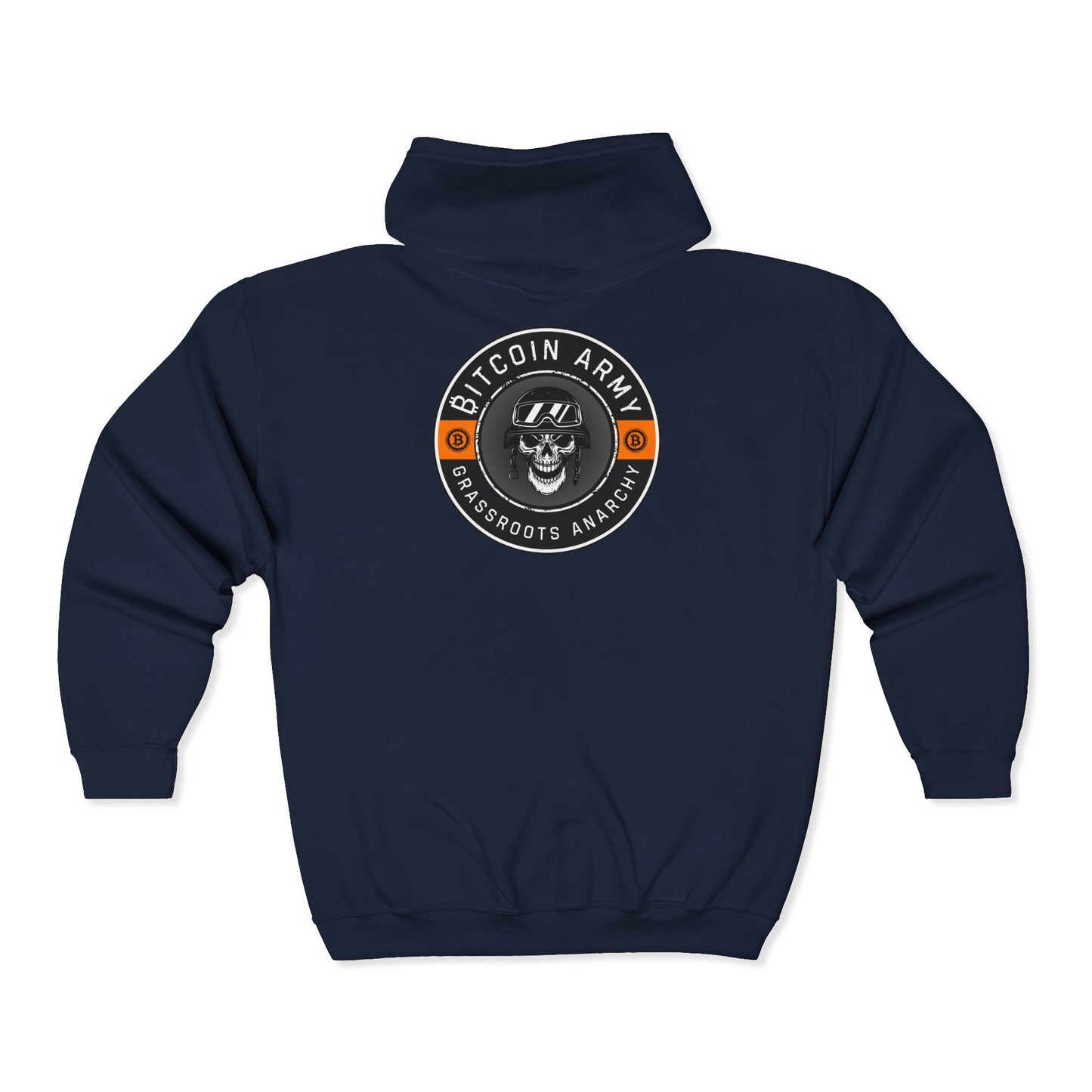 SATS Symbol Bitcoin Army Grassroots Anarchy Zip Up Hoodie