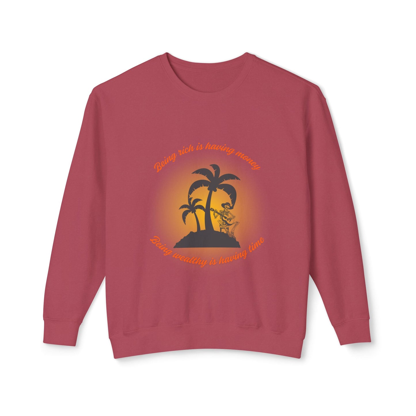 Money Vs Time Sunset Vibes Unisex Lightweight Crewneck Sweatshirt