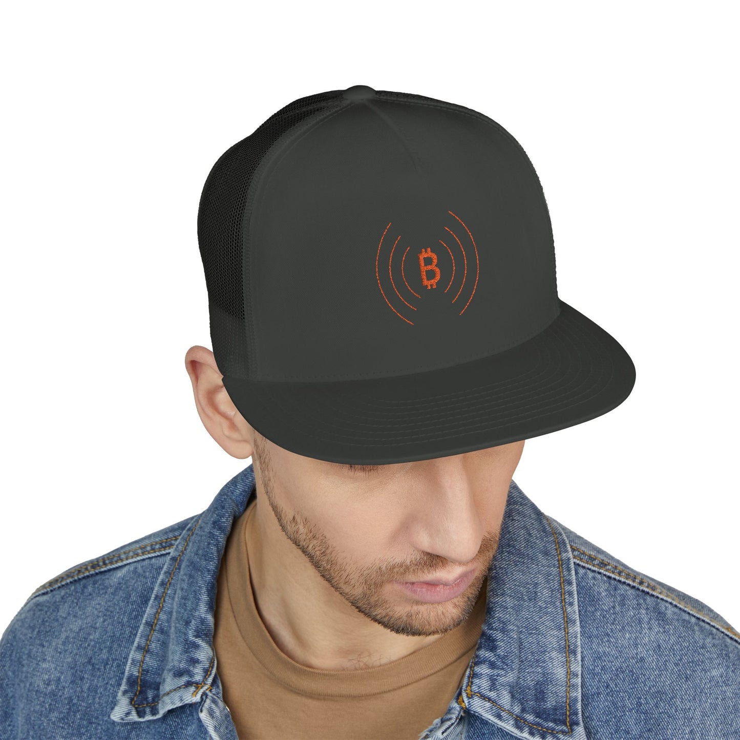 The Bitcoin Broadcast Flat Brim Trucker Hat