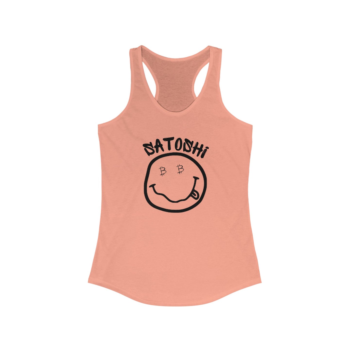 Bitcoin Eyed Satoshi Smiley Women's Racerback Tank