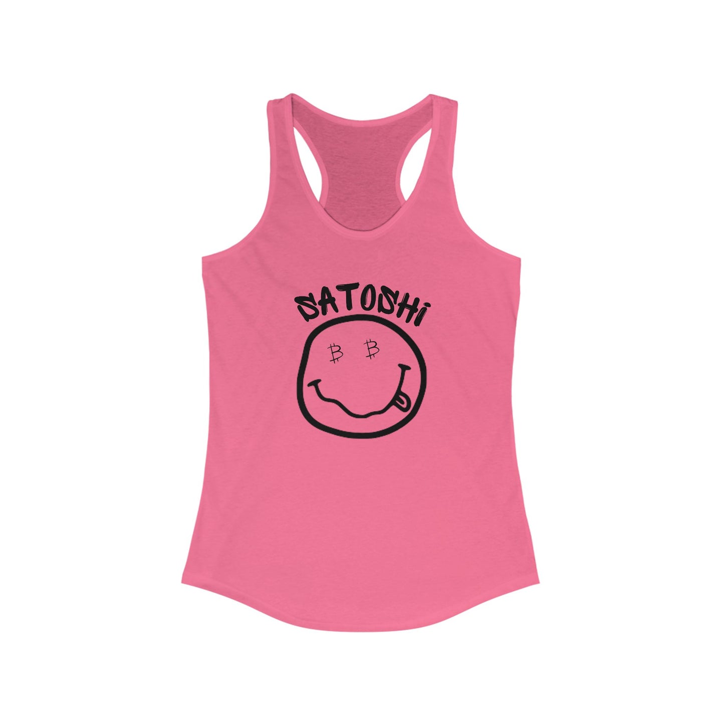 Bitcoin Eyed Satoshi Smiley Women's Racerback Tank