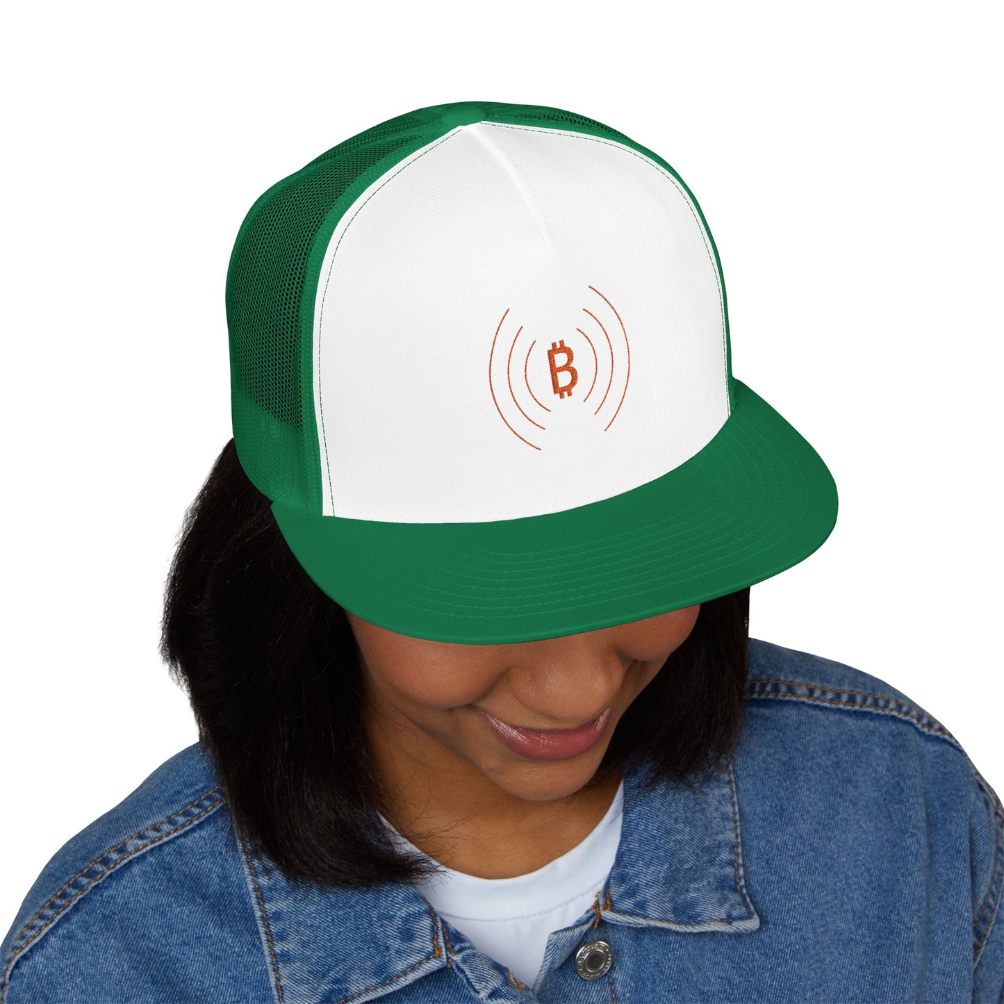 The Bitcoin Broadcast Flat Brim Trucker Hat