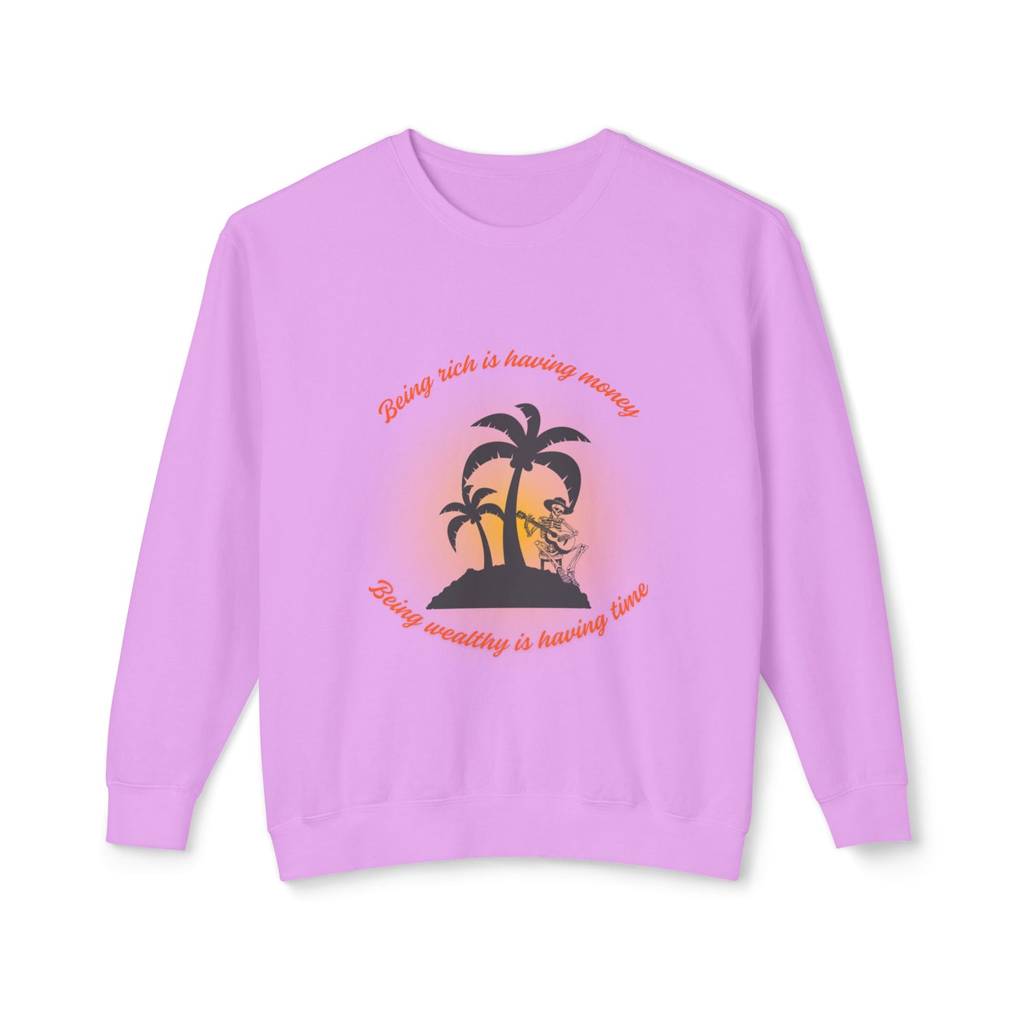 Money Vs Time Sunset Vibes Unisex Lightweight Crewneck Sweatshirt
