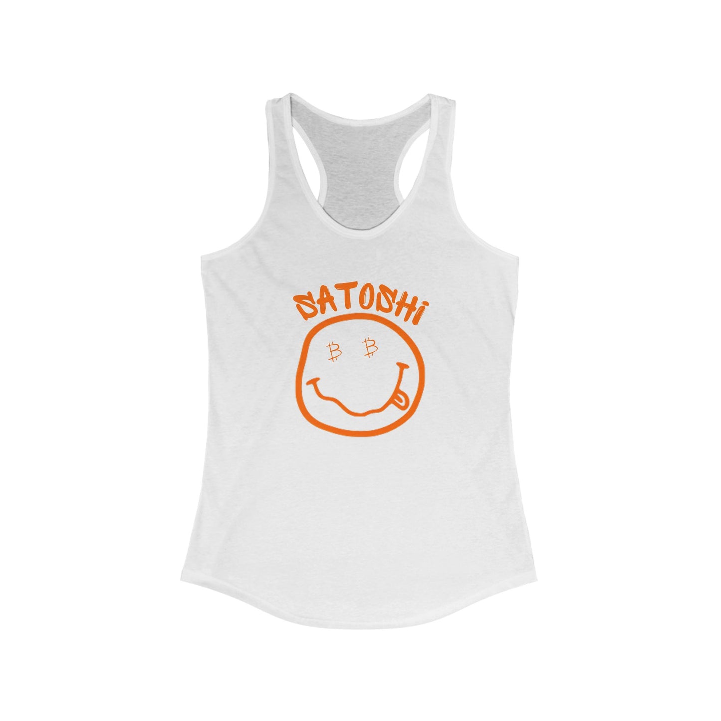 Bitcoin Eyed Satoshi Smiley Women's Racerback Tank