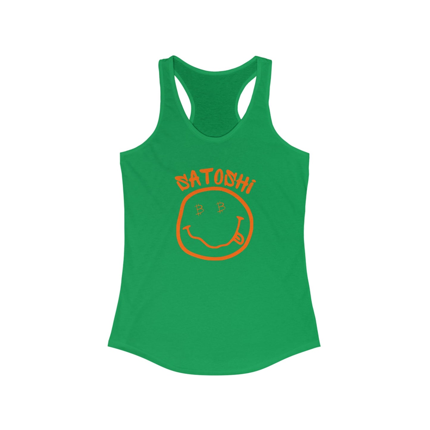 Bitcoin Eyed Satoshi Smiley Women's Racerback Tank