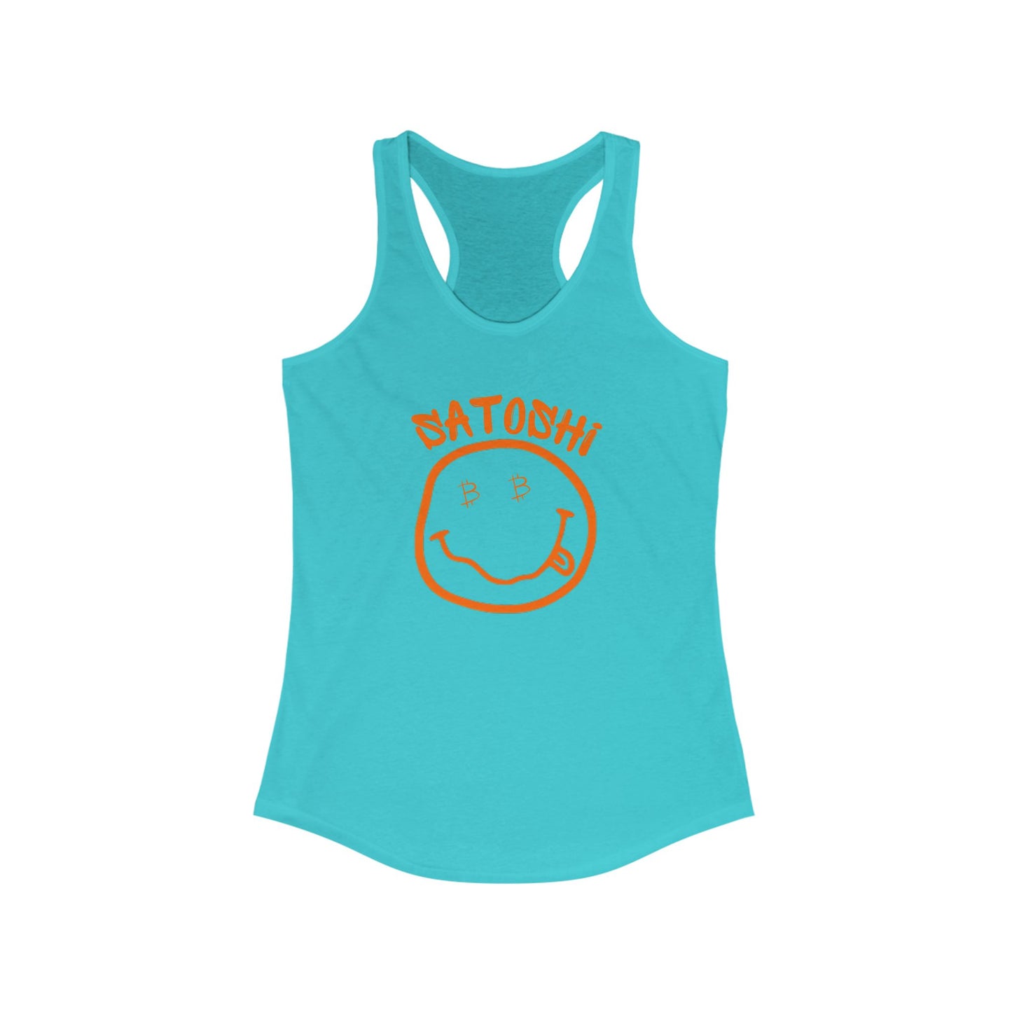 Bitcoin Eyed Satoshi Smiley Women's Racerback Tank