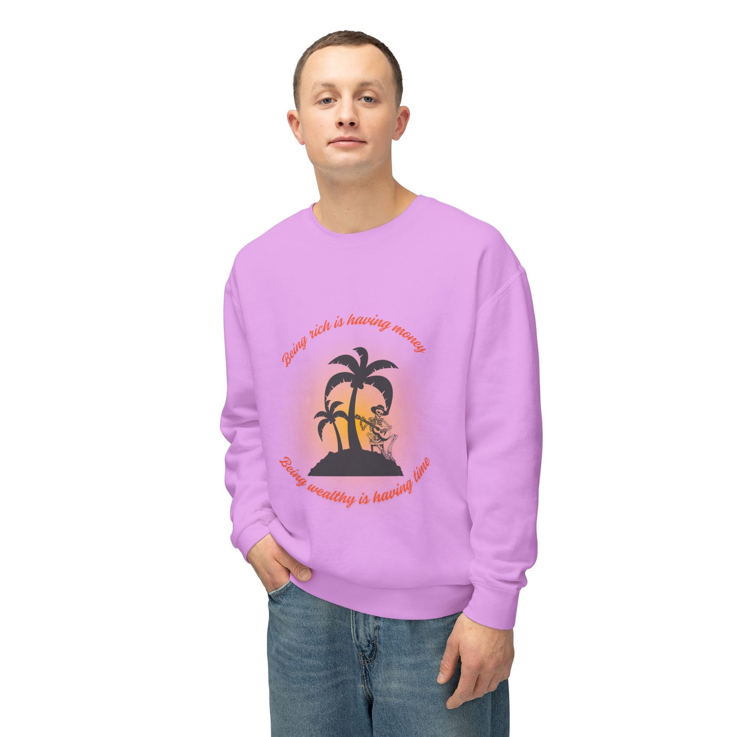 Money Vs Time Sunset Vibes Unisex Lightweight Crewneck Sweatshirt