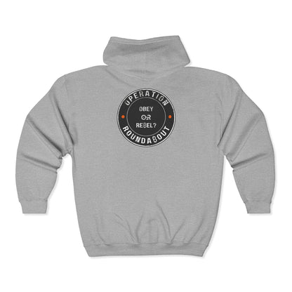 SATS Symbol Obey Or Rebel Operation Roundabout Zip Up Hoodie