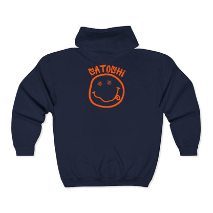SATS Symbol SATS Eyed Satoshi Smiley Zip Up Hoodie