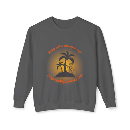 Money Vs Time Sunset Vibes Unisex Lightweight Crewneck Sweatshirt