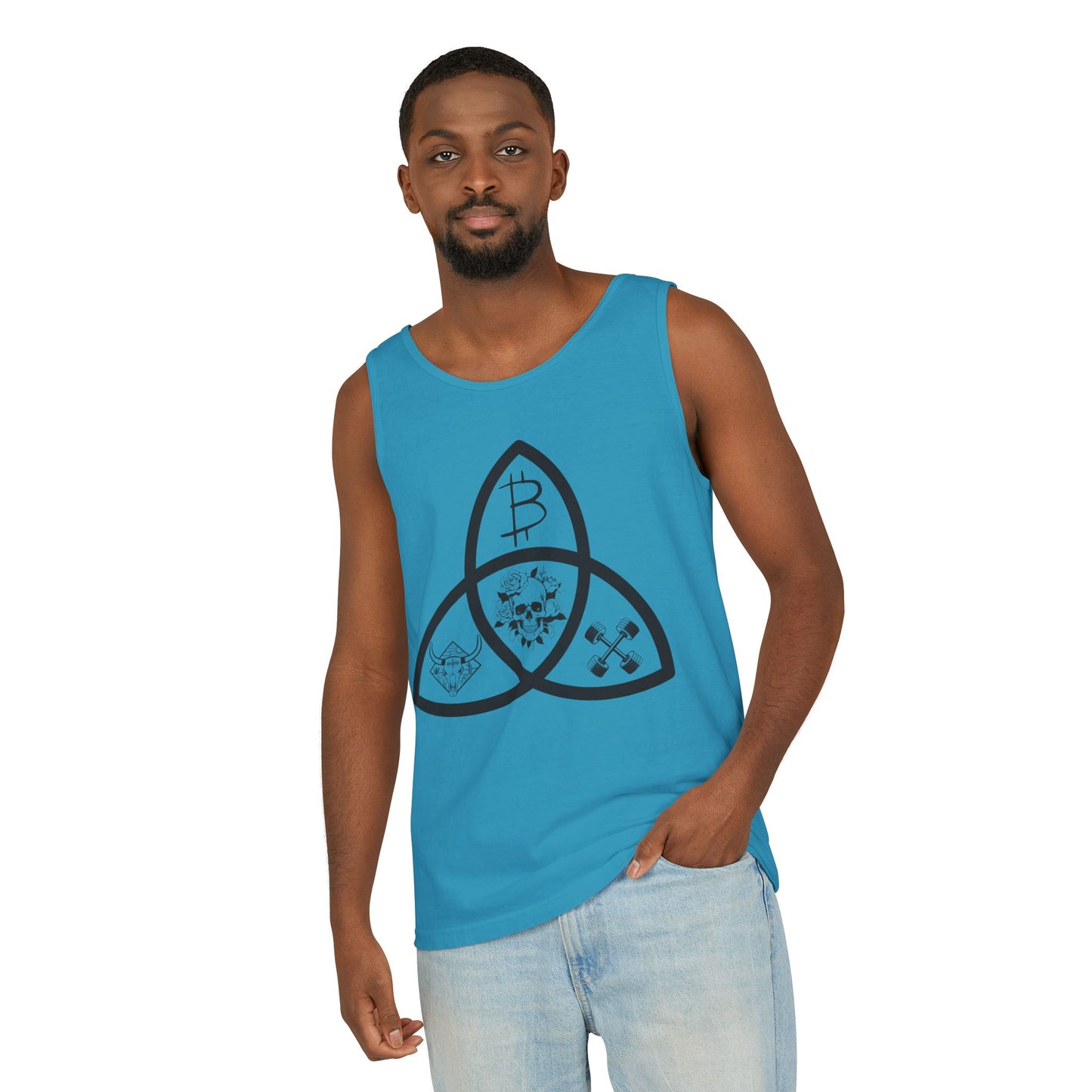Beef Barbells & Bitcoin Trifecta Trendy Unisex Tank Top