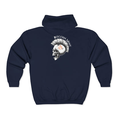 SATS Symbol Bitcoin Army Hard Money Anarchists Zip Up Hoodie
