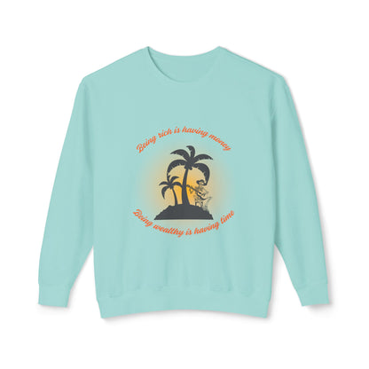 Money Vs Time Sunset Vibes Unisex Lightweight Crewneck Sweatshirt