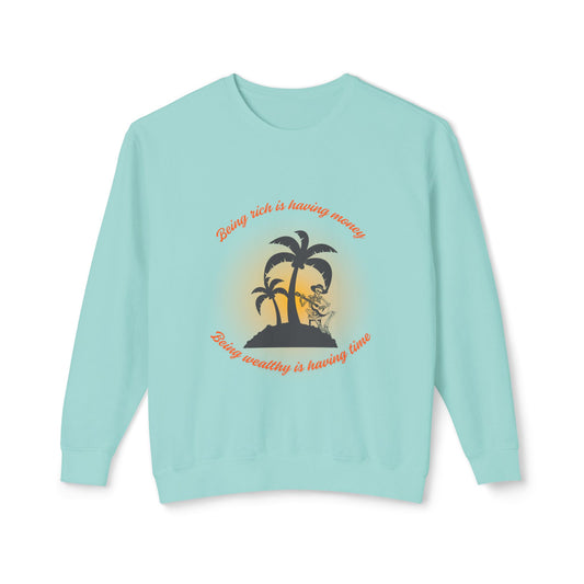 Money Vs Time Sunset Vibes Unisex Lightweight Crewneck Sweatshirt