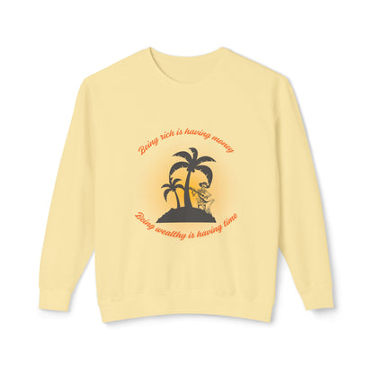 Money Vs Time Sunset Vibes Unisex Lightweight Crewneck Sweatshirt
