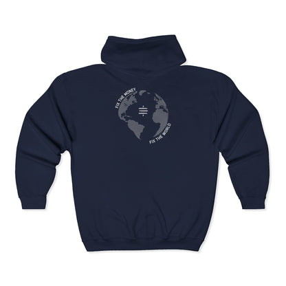 SATS Symbol Fix The Money Fix The World Zip Up Hoodie