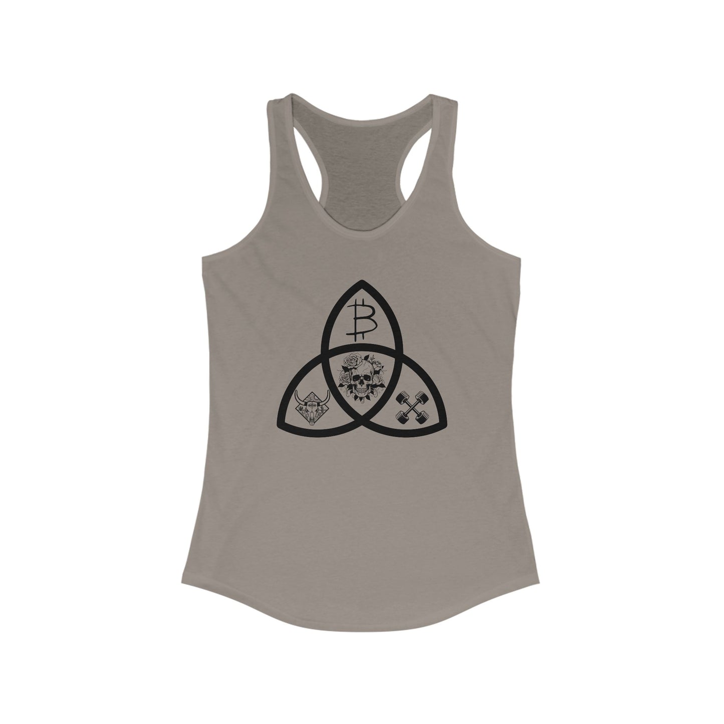 Beef Barbells & Bitcoin Trifecta Women's Racerback Tank