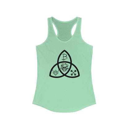Beef Barbells & Bitcoin Trifecta Women's Racerback Tank