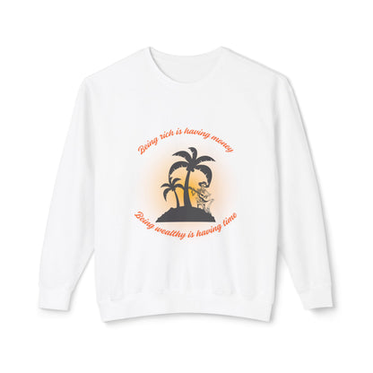 Money Vs Time Sunset Vibes Unisex Lightweight Crewneck Sweatshirt