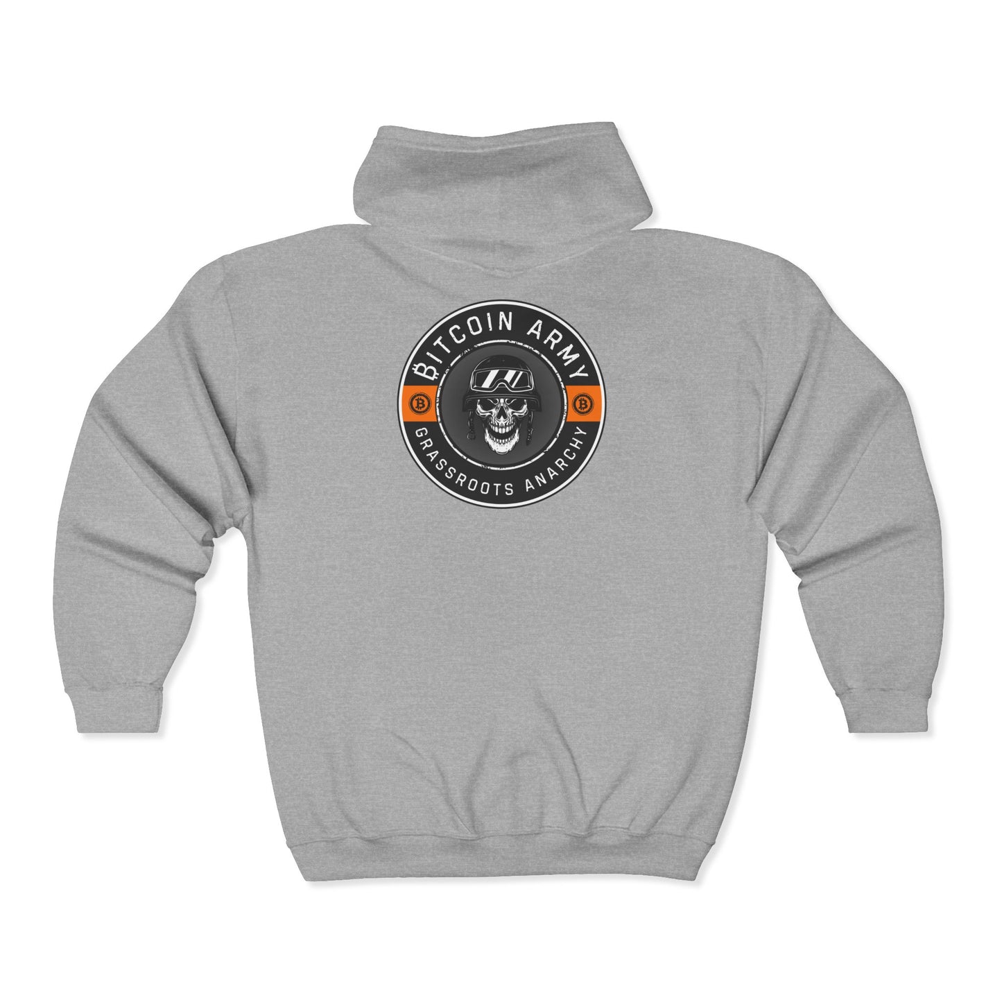 SATS Symbol Bitcoin Army Grassroots Anarchy Zip Up Hoodie